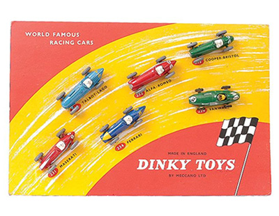 Dinky - Retailers Shop Window/Counter Display Show Card - World Famous Racing Cars