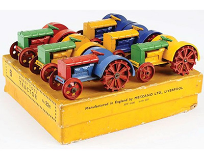 Dinky No.22E Pre-war Farm Tractor Trade Box with Models