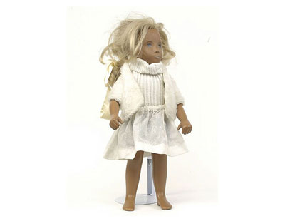 A Sasha vinyl girl doll, British, 1970s, coral lips, dark grey eyes, long blonde hair