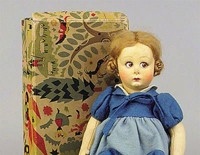 A blonde Lenci cloth doll, Italian, 1930s, ink stamped 2 on sole of left foot