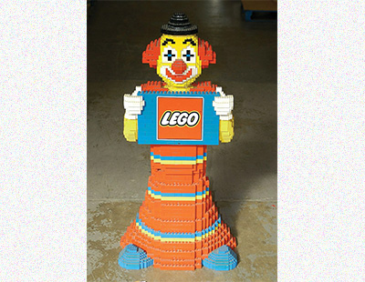 Lego Shop Display Clown figure - impressive point of sale clown figure made from Lego bricks