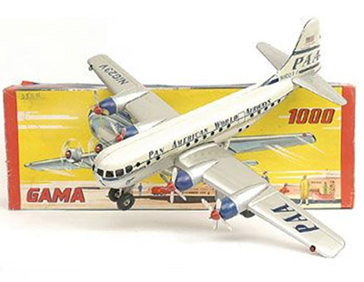 Gama Toys No.1000 Strato Clipper Vintage Airliner - silver lower fuselage and wings