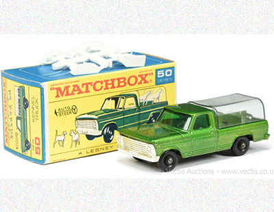 Matchbox Regular Wheels 50c Ford Kennel Truck - unlisted Stannard Code - metallic green