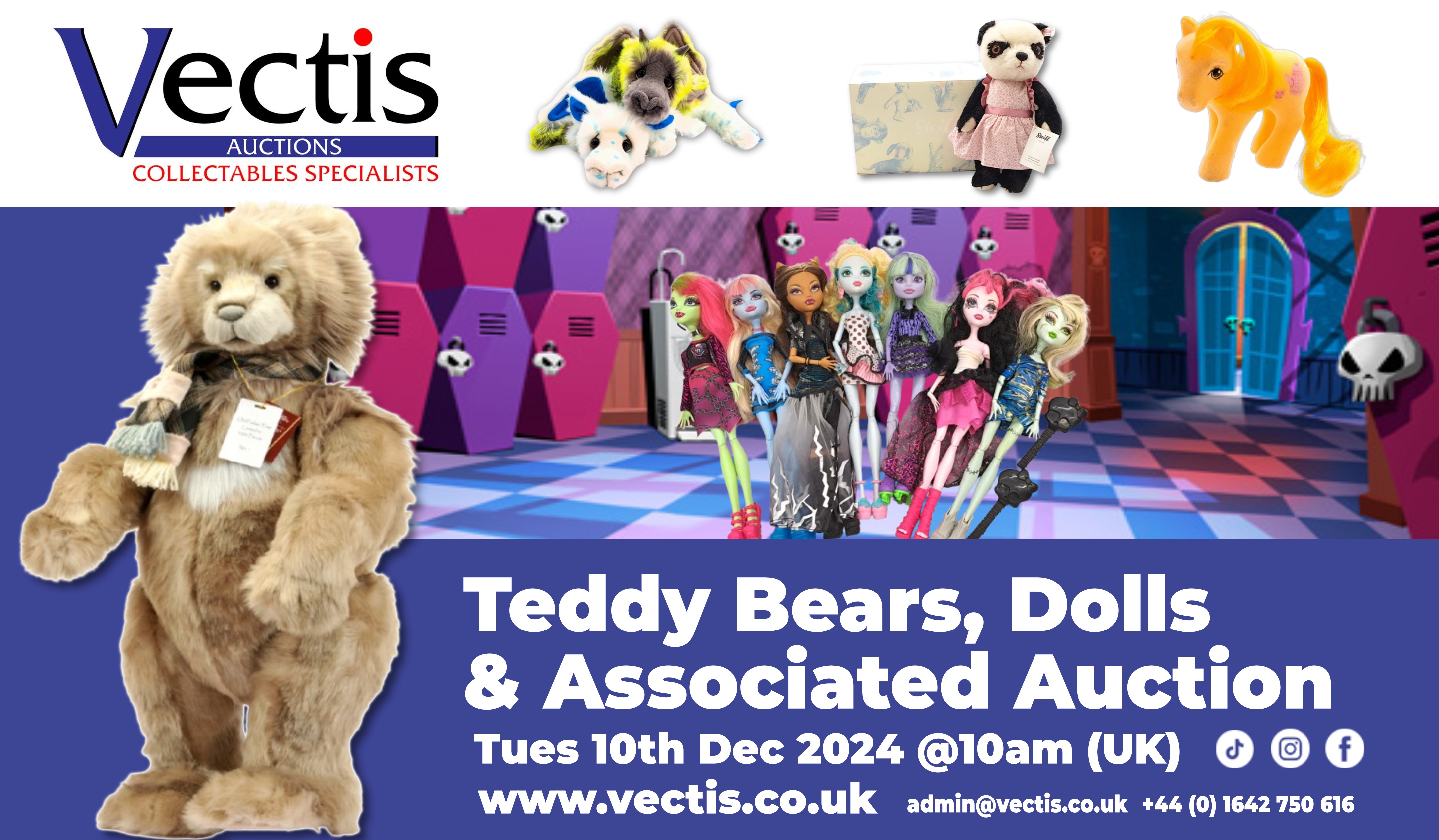Teddy Bears, Dolls & Associated Auction - Tuesday 10 December 2024 10:00