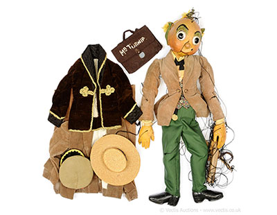 Mr Turnip BBC TV original Whirligig puppet prop, 1950s