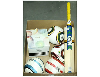 Sports Memorabilia/Football and Cricket. A quantity of reproduction footballs along with a...