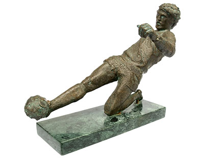 Football Memorabilia, a Bronze Footballer Statue made by Renowned Artist 