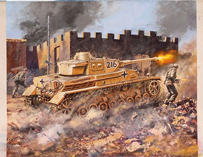 Airfix Original Artwork, comprising: Gouache Painting with chalk highlighting for the 1971