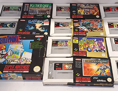 Nintendo, a boxed Group of SNES (Super Nintendo Entertainment System