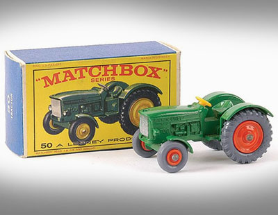 Matchbox Regular Wheels - No.50b John Deere Tractor - green, orange plastic hubs