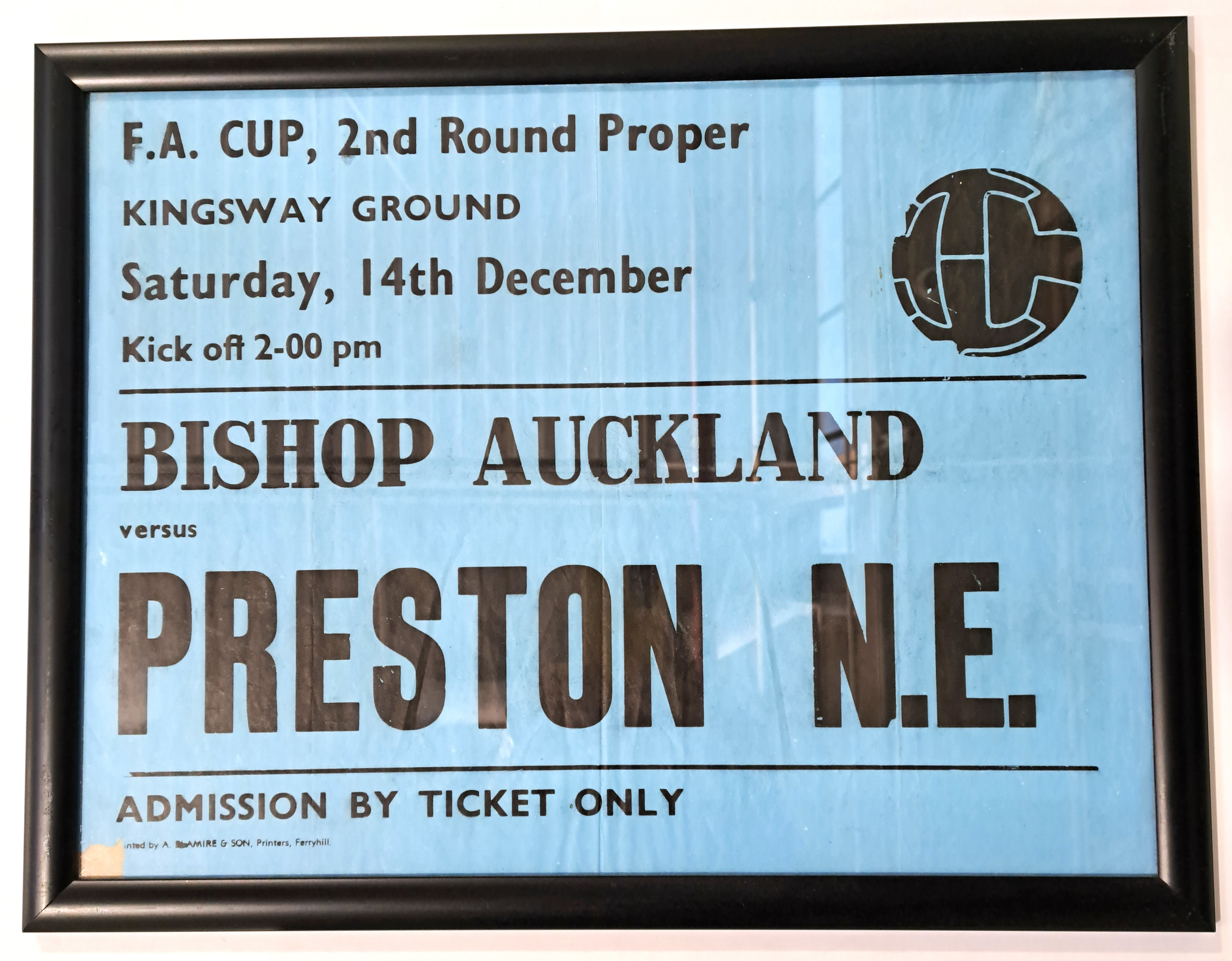 Bishop Auckland vs Preston North End FA cup poster