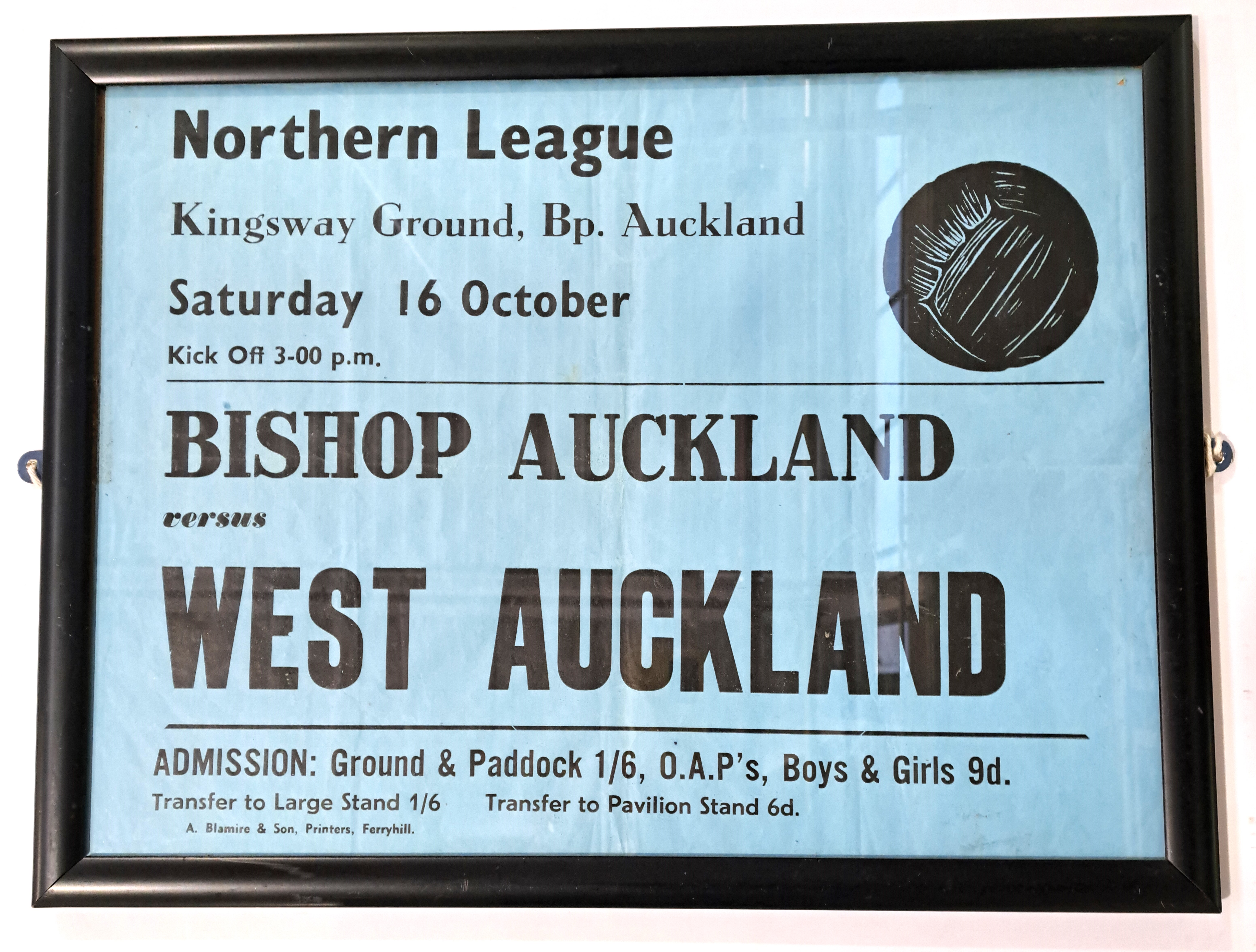 bishop Auckland vs west Auckland FA cup matchday poster