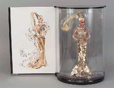 A Bob Mackie Gold Barbie, 1990, 5405-9992, complete with inner plastic holding doll in position