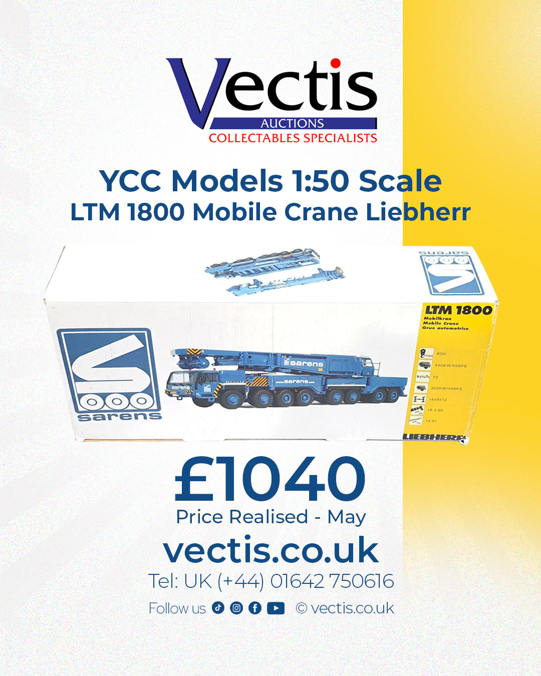 YCC Models, 1:50 Scale, LTM 1800 Mobile Crane 