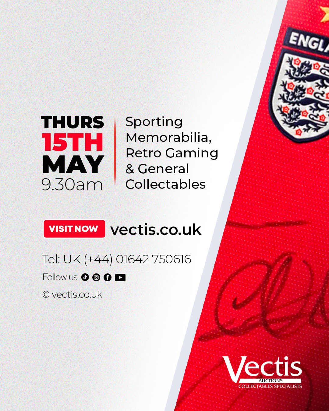 A fantastic selection of signed sporting memorabilia feature in our 15th May auction. 